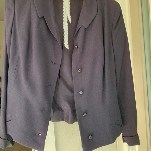 Vintage 1950s Navy Blue Wool Gabardine Jacket Tailored by Kirkland Hall - Picture 3 of 14